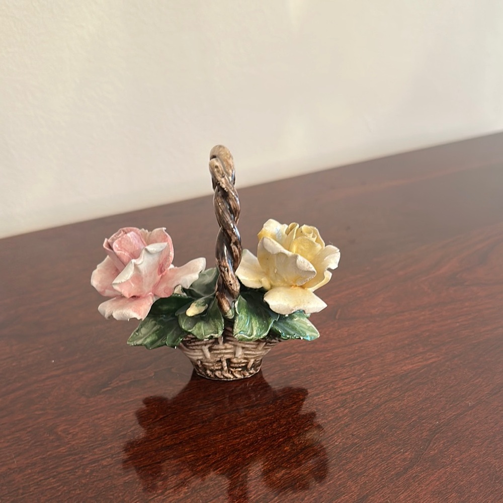 Floral Basket with Pink and Yellow Roses